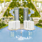 Wakauto Miniature Apartment Building Architectural Model White Plastic Dollhouse City Sand Table Models - for Home Decoration Gift for Architecture Lovers 4 Styles Included