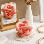 Yalikop 3 Link Wood Knot Decor Rustic Home Décor Accents Hand Carved Coffee Table Decoration, Boho Chain Link Decoration, Modern Shelf, Rustic Objects for Home Living Room Bedroom(Pea-Pink)