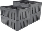 Simplify 4 Pack 3 Compartment Stackable Bin with Adjustable Dividers | Drawer Organizer | Storage Basket | Good for Office | Desk Supplies | Dorm | Bathroom | Accessories | Make Up | Grey
