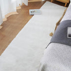 White Fluffy Faux Rabbit Fuzzy Fur Rug for Living Room Machine Washable Shaggy 2x8 Runner Rug for Bedroom Nursery Rectangle Rugs