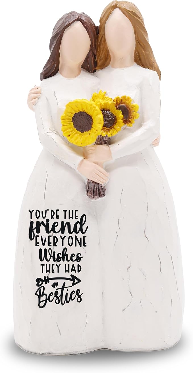 Friendship Gifts for BFF, 6” Best Friends Sculpted Hand-Painted Figurine Statue, Friendship Gift for Besties Birthday Gifts for Women, Christmas, Thanksgiving, Gift for Best Friend Birthday