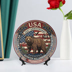 250th Anniversary Decorative Plates 8 Inch Vintage Wildlife Patriotic Decorations Commemorative Plates with Stand Memorial Day 4th of July Veterans Day Home & Office