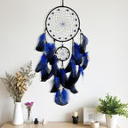 Blue and Black Dream Catcher Wall Decor Feather Dream Catchers with Luminous Bead Handmade Dreamcatcher Wall Hanging Ornament for Bedroom Living Room Home Decor