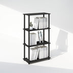 Furinno Turn-N-Tube Book Shelf, 4-Tier Bookshelf, Bookcase with Multipurpose Compact Display Rack, 11.6 x 23.6 x 43.2, for Living Room, Bedroom, Home Office, Americano/Black