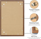 16x24 Picture Frame Brown Set of 3, Display Pictures 12x18 with Mat or 16 x 24 Without Mat, Poster Frames 16x24 Poster Frames for Wall Hanging Horizontal and Vertical