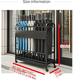 Metal Frame Commercial Umbrella Stand with Removable Drip Tray Large Capacity Heavy Duty Umbrella Holder with wheels for Entryway, Office(Black,80 * 20 * 70CM/31.5 * 7.9 * 27.6IN)