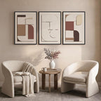 3D Textured Framed Neutral Wall Art, Brown Tan Beige Geometric Texture Artwork for Walls, 3 Piece Minimalist Modern Sandstone Art Painting for Living Room Hallway Office Kitchen Wall Decor, 16x24 Inch