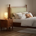 Fenmzee Sunflower Table Lamp for Bedroom - Inline Control, Small Bedside Lamp with 3000K A15 LED Blub, Easy Assembly (Sunflower Cream Shade, 9" Inline Control)