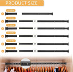 Closet Rods for Hanging Clothes, 1.3 Inch Diameter Heavy Duty Closet Rod 17-64 Inch Adjustable, Metal Closet Poles for Hanging Clothes, Matte Black Bar for Closet, Wardrobes, Bathroom, Windows