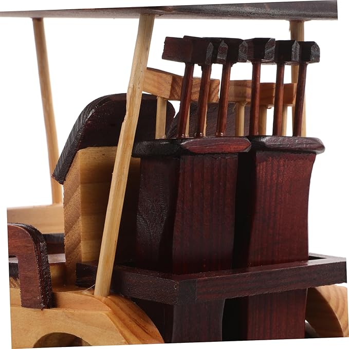 VICASKY Antique Wooden Car Statue Vintage Vehicle Sculpture Collectible Car Figurine for Home