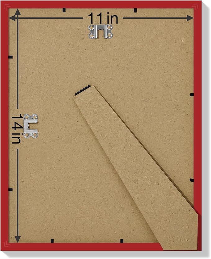 Vittanly 11x14 Picture Frames Set of 9, Shatter Resistant Plexiglass, Display 8x10 Pictures with Mat or 11x14 without Mat, Photo Frames for Wall or Tabletop, Engineered Wood, Red