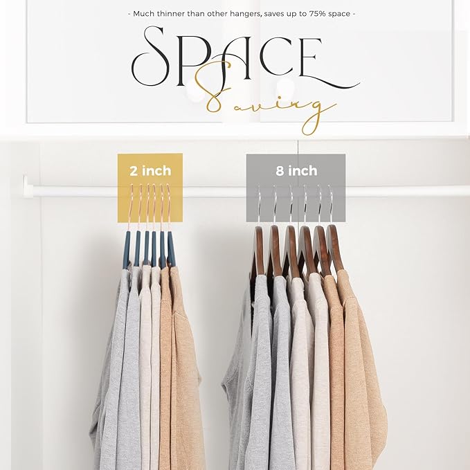HOUSE DAY Velvet Hangers 60 Pack, Premium Clothes Non-Slip Felt Hangers, Sturdy Navy Blue Men Heavy Duty Coat Hanger, Suit Hanger for Space Saving 360° Rotating Rose Gold Hook