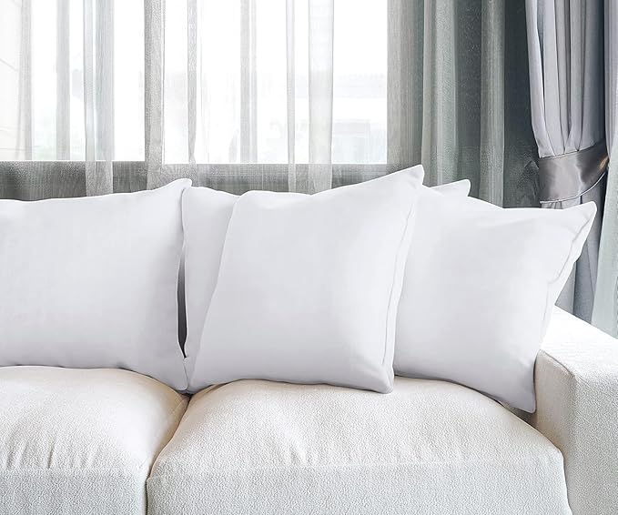 Utopia Bedding Throw Pillows (Set of 4, White) – 20 x 20 Inches Down Alternative Pillows for Bed, Sofa, and Couch - Fluffy Decorative Stuffer Pillow for Indoors & Outdoors