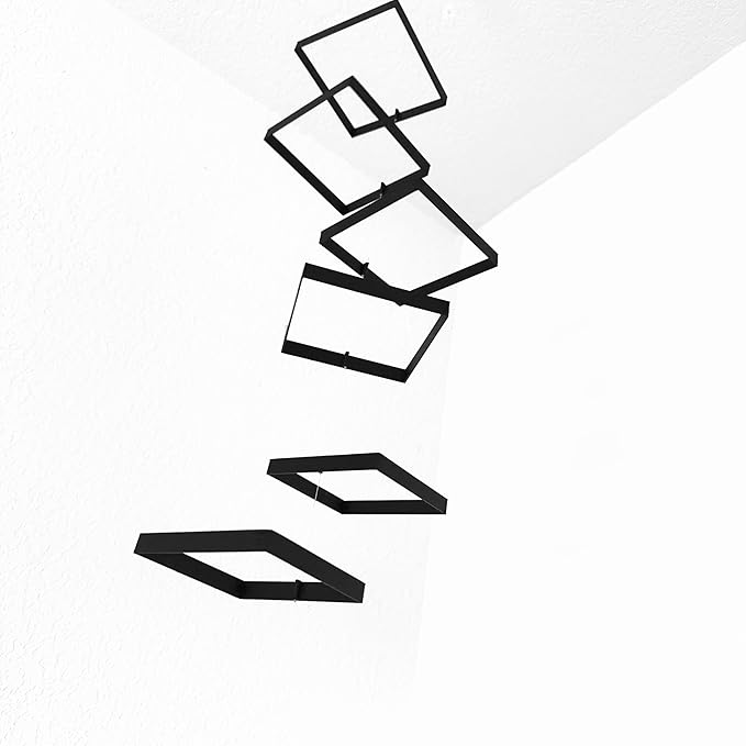 Elegant Minimalist Hanging Mobile with 6 Black Squares – A Statement of Simplicity and Style