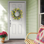 LLZLL Spring Decorations for Home 22" Spring Wreath Artificial Summer Wreaths with Eucalyptus Leaf Lavender and Daisy for Easter Indoor Outdoor Home Festival Celebrations
