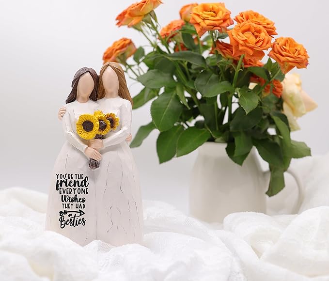 Friendship Gifts for BFF, 6” Best Friends Sculpted Hand-Painted Figurine Statue, Friendship Gift for Besties Birthday Gifts for Women, Christmas, Thanksgiving, Gift for Best Friend Birthday