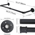 WEBI Clothing Rack Wall Mount,32" Industrial Pipe Clothes Rack for Hanging Clothes,Heavy Duty Iron Garment Rack Bar,Retail Display Clothes Rod for Closet,Laundry Room,Black,2 Packs