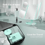 HUONUL Makeup Mirror, Vanity Mirror with Lights, 2X/3X/10X Magnification, Touch Control, Trifold Mirror, Dual Power Supply, Valentines Day Gifts for Her,Gifts for Women, Wife, Mom, Teengirls