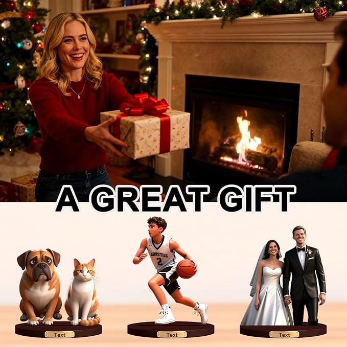 Personalized Photo Pet Cartoon Style Ornament Custom 3D Pet Statues From Photos Pet Memorial Desktop Display Customized Cartoon Figurine Desktop For Office Bedroom Gift'S For Dog Cat Lovers (Pet cartoon)