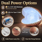 Seashell Pearl Night Light Ocean Sea Shell Snow Globe with Music and 6H Timer, USB & Battery Powered, Decorative Shell Night Light for Adult Kid Bedroom Living Room Coastal Decor Ideal Gift (Seashell)
