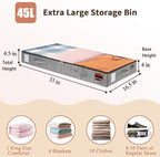 combocube 2 Pack Under Bed Storage Containers, 4.5" Low Profile Underbed Storage Bins with Sturdy Support, Stackable Space Saving Organizer with 4 Handles & Label Windows for Shoes Clothes Blankets