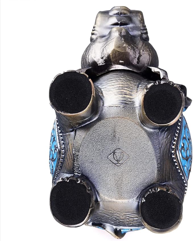 Stand Elephant Decorative Windproof Ashtray with Lid for Cigarettes Metal Portable Cigar Ashtray Odor Eliminator Indoor outdoor Hand Carved Fancy Gift ornament for Men Women (Light Blue)