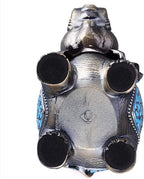 Stand Elephant Decorative Windproof Ashtray with Lid for Cigarettes Metal Portable Cigar Ashtray Odor Eliminator Indoor outdoor Hand Carved Fancy Gift ornament for Men Women (Light Blue)