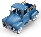Farmhouse Blue Metal Truck Decor, Vintage Trucks Planter ,Decorative Rustic Pickup Farm Tabletop Storage Table Centerpiece for Office , Desk, Country Style Home & Kitchen Shelf Garden Decoration