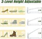 Clear Shoe Slot Organizer, 12 Pack Adjustable Shoe Slots Organizer for Closet Clear Shoe Stackers Shoe Rack Holder Shoe Space Savers for a Pair of Shoes