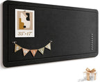 Large Bulletin Board, 60 X 36 Inches Felt Cork Board with 40 Pushpins, Foldable Felt Notice Pin Board Photo Display Board with Self-Adhesive Tape for Office Home School (Black, 35x17 inch)