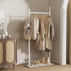Nianerfaya Coat Rack Freestanding with Rock Base, Standing Garment Storage for Indoor - Coat Tree with 2 Hooks - 25.6" Wide Heavy Duty Clothe Rack Metal Clothing Hanger Rack (White)