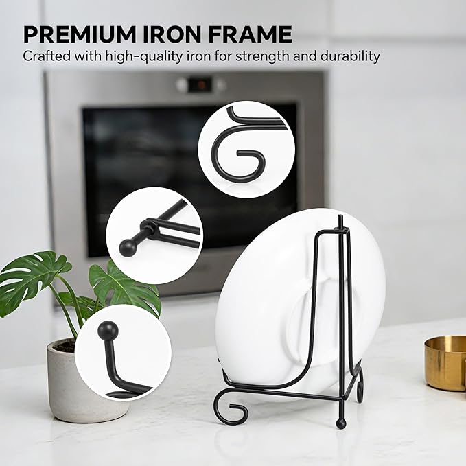 Artliving Plate Stands for Display, 12Inch Black Iron Easel Plate Display Photo Holder Stand, Displays Picture Frames, Decorative Plates, Tablets and Art (2 pack)