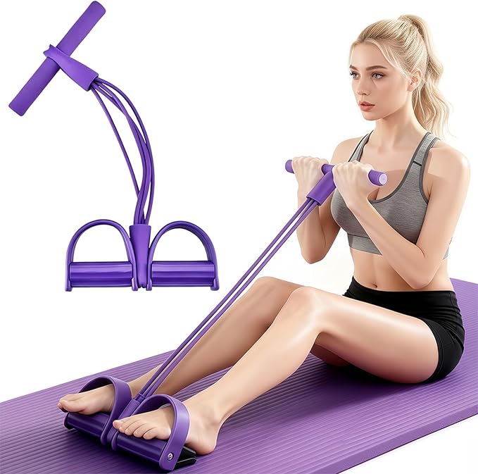 21 Fitness Resistance Bands-6 Tube Pedal Ankle Puller, Pedal Resistance Band with Handle, Natural Latex Fitness Bands, Multifunction Tension Rope for Abdomen, Waist, Arm, Leg Stretching Training
