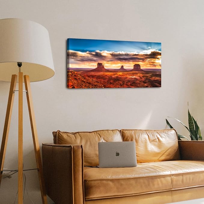 Monument Valley Mountain Wall Art Sunset Desert Wall Decor Nature National Park Posters Arizona Landscape Pictures Modern Scenery Canvas Prints Artwork for Living Room Bedroom Home Decorations 20x40"