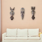 OTARTU 5 by 14 inch African Animal Zebra Mask Wall Decor Sculpture Hand Carved Geometric on Surface,Africa Tribe Style (Zebra)