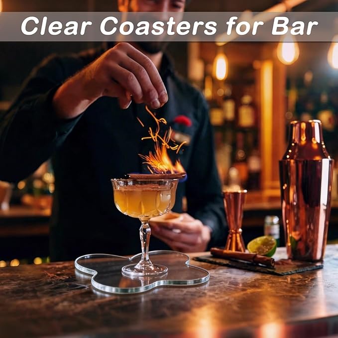 2 PCS Acrylic Coasters Decorative Plates, Irregular Bar Drink Coaster, Drink Coaster for Coffee Table, Clear Coaster for Home Office Desk, Accessory for Desktop Protection, Cloud-Shaped