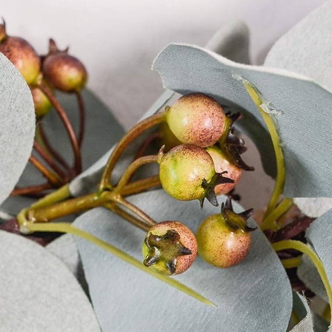 Artificial Flower Swag, 11.8in Eucalyptus Swags with White Flowers Handmade Greenery Hanging Decoration Swag for Wedding Arch Home Decor, Green, 210320XU03-7852-1500036402