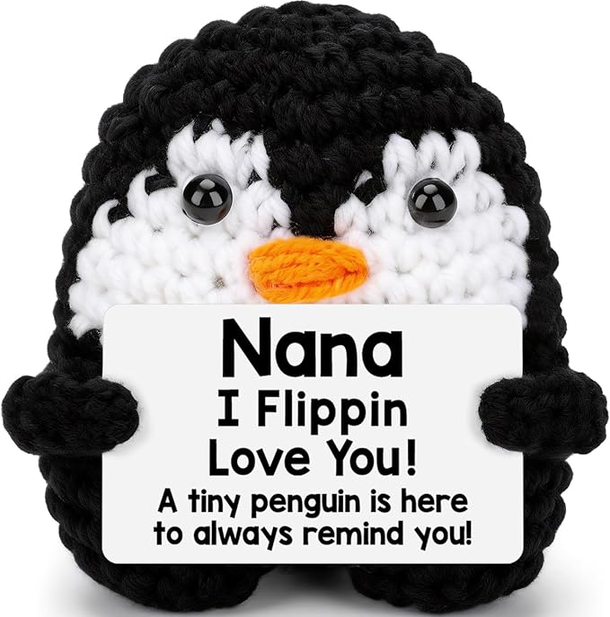 Belatelove Nana Gifts for Birthday, Handmade Crochet Mini Penguin Mothers Day Cute Birthday Gifts for Nana from Granddaughter Grandson, Funny I Love You Gift for Grandma Grandmother Gigi Easter Decor