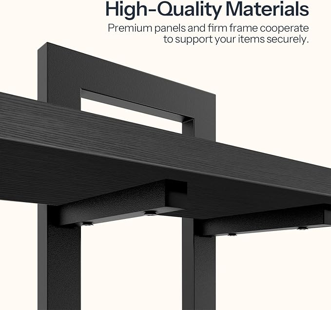 HOOBRO Floating Shelves, 15 Inch Wall Shelf Set of 3, Wall Mounted Storage Shelves 2-Tier, Hanging Bathroom Shelves, for Living Room, Bedroom, Bathroom, Kitchen, Black BK32BJP301