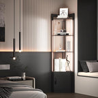 5-Tier Display Cabinet, Set of 2, 65" Tall Corner Shelf Stand with Storage, RGBWIC LED Light, Remote & APP Control, Adjustable Brightness/Color Temp, Floor Lamp Shelves for Living Room