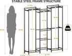 HOMIDEC Wardrobe Closet, 4 Hanging Spaces Portable Clothes Rack,Free Standing Closet Organizer and Storage System with Hanging Rods,Clothing Rack Suitable for Cloakroom,Bedroom,Entrances,etc.Black