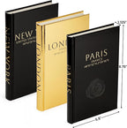Decorative Books for Home Decor – Decorative Hardcover Display Faux Books for Bookshelf – Black and Gold Foiled Decor Books for Coffee Table – Fashion Designer Books Decor Set of 3 (Black and Gold)