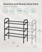 SONGMICS Expandable Shoe Rack, 3 Tier Shoe Rack Shelf, Adjustable Shoe Organizer Storage for 20 Pairs of Shoes, Metal Free Standing Shoe Racks for Closet, Front Door Entryway, Easy Assembly, Ink Black