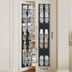 Over The Door Shoe Organizer, 14 Large Mesh Pockets Hanging Shoe Rack for Closet Organizers and Storage, 2-pack (black)