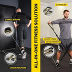 Tribe Lifting Tube Resistance Bands for Working Out Men and Women - 180lb Exercise Bands Set with Handles, Resistance Band Bar, Ankle Straps, Foot Straps, Door Anchor for Home Gym Strength Training
