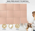 Large Cork Board Alternative 48” X 36” Felt Bulletin Board Tiles, with 30 Pushpins, 60 Adhesive Tabs,12-Pack Slat Wall Paneling, Cork Boards for Office Push Pin Board Felt Board - Pink