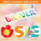 Classroom Bulletin Board Decoration Set Welcome Banner Wall Door Decor Colorful Classroom Decorations for Kindergarten Preschool Elementary Middle School (Braver, Stronger, Smarter)