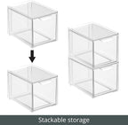 mDesign Plastic Closet Organizer Bin w/Pull Out Drawer - Slim Stackable Storage for Closet - Organization for Accessories, Bags, Totes, Small Linens, and More - Lumiere Collection - 2 Pack - Clear