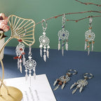 Pandahall 16Pcs Dream Catcher Crystal Charms for Keychains, Antique Silver Bohemia Net Feather Filigree Charms Hanging Ornament Decor for Car Keying Hanging Decoration Birthday Gifts