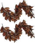 Brown Leaf Wreath, Artificial Realistic Reusable Leaf Swag Fall Porch Decorations Outdoor for Mantle Fall Decorations for Home (2-180)